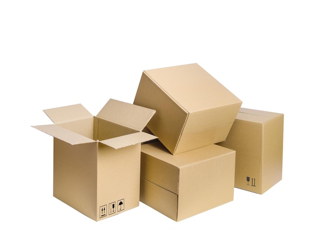 Cardboard parcel boxes isolated on a white