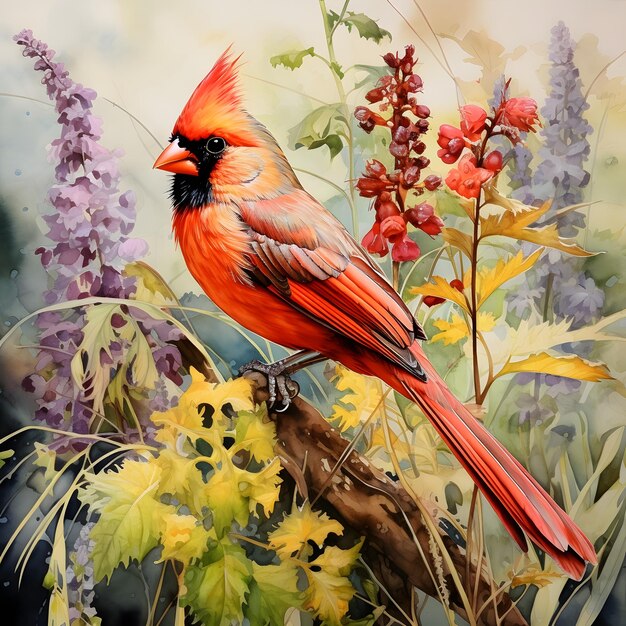 Cardinal bird watercolor clipart