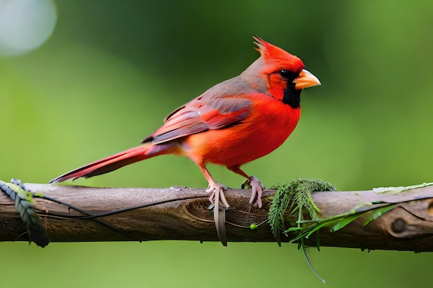 A cardinal is perched on a branch.