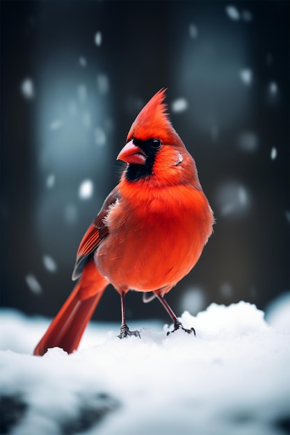 Photo cardinal standing in the snow generated by ai