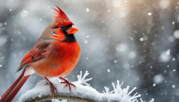 Cardinal in Winter Wonderland with Copyspace