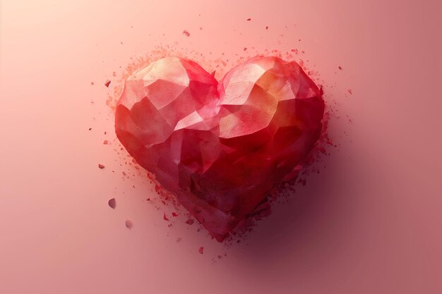 Photo the cardio image of the was created using a low poly illustration heart of valentine