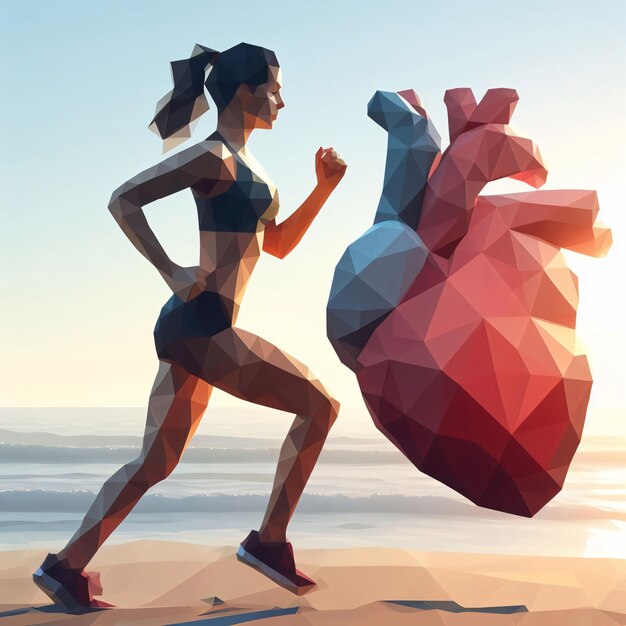 심장 운동 을 하는 사람 의 일러스트레이션 낮은 폴리