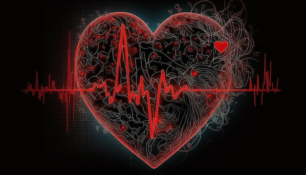 Foto cardiogram liefdeshart generatieve ai