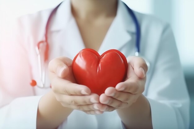 Cardiology health hospital care concept doctor medicine hand heart person Generative AI