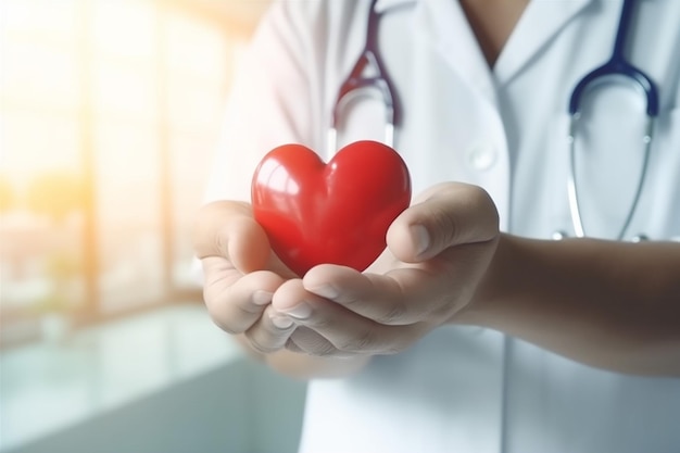 Cardiology heart health doctor person medicine concept hospital hand care Generative AI