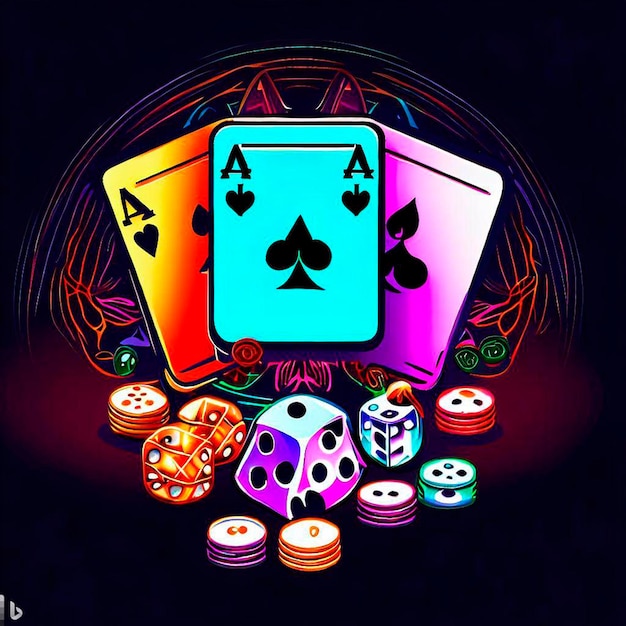 cards and dices halloween motive poker tshirt art Vector 2D Ilustration dark blackground