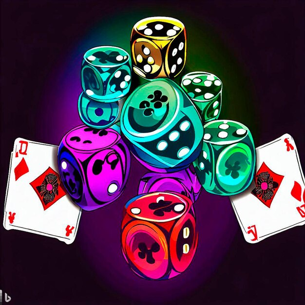 cards and dices halloween motive poker tshirt art Vector 2D Ilustration dark blackground