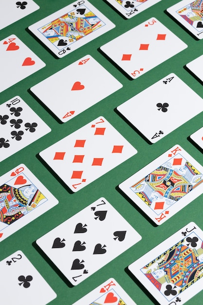 cards on green background