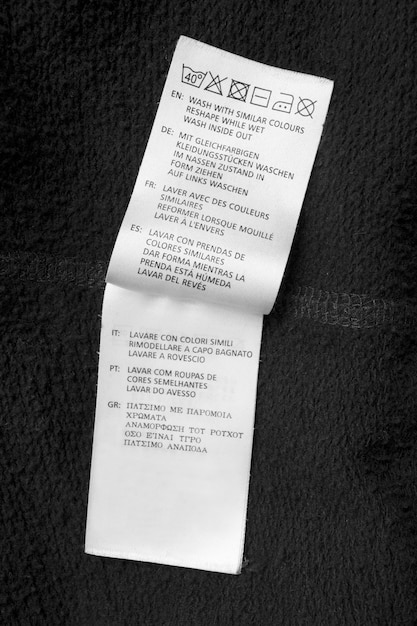 Photo care clothes label