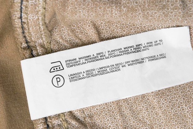 Care clothing label