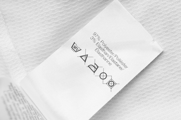 care and composition clothing label