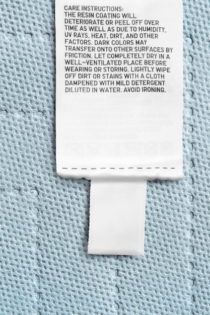 Premium Photo | Care instructions label