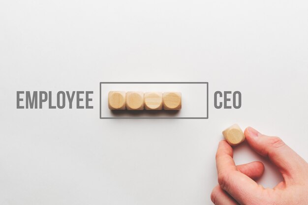 Career growth concept from employee to ceo.