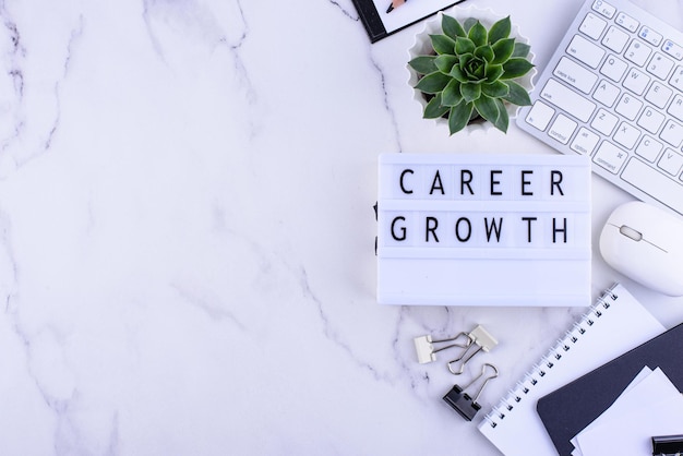 Photo career growth concept with office desk