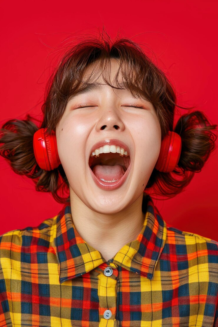 Photo 무관심 한 열정적 인 아시아 소녀 는 먼 거리 에서 소리 지르며 친구 에게 전화 한다