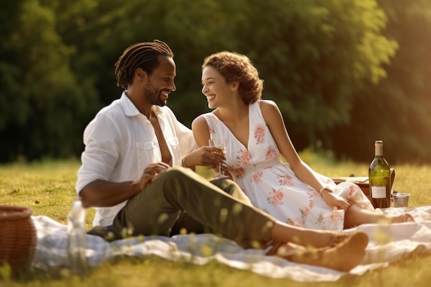 Carefree relaxed couple enjoying