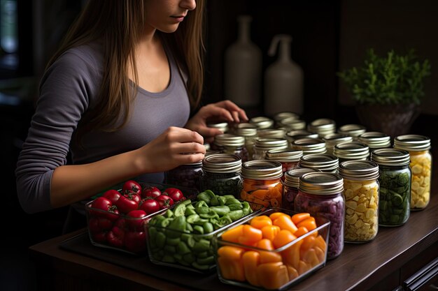 Foto preparazione attenta di pasti sani ed equilibrati ia generativa