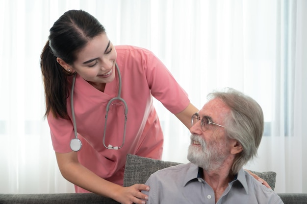 Caregiver for an elderly man Weekly checkups at the patients residence