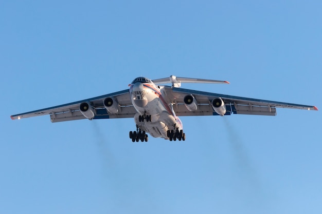 Cargo aircraft IL-76 Russian EMERCOM is landing