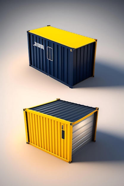 Cargo container isolated on white background