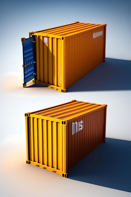 Cargo container isolated on white background