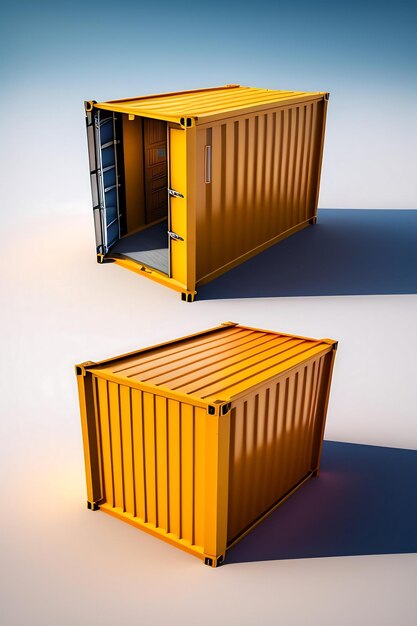 Cargo container isolated on white background