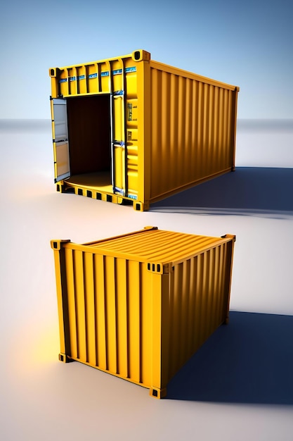 Cargo container isolated on white background