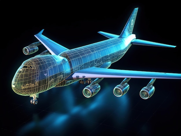 Cargo container plane Hologram map concept import and export industry