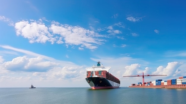 a cargo container ship in the ocean