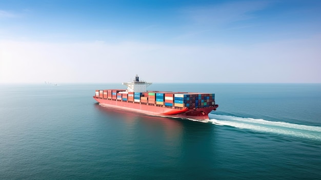 a cargo container ship in the ocean