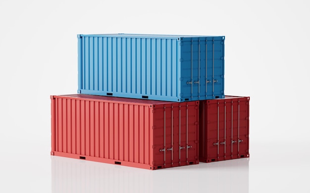 Cargo container vracht en export 3D-rendering