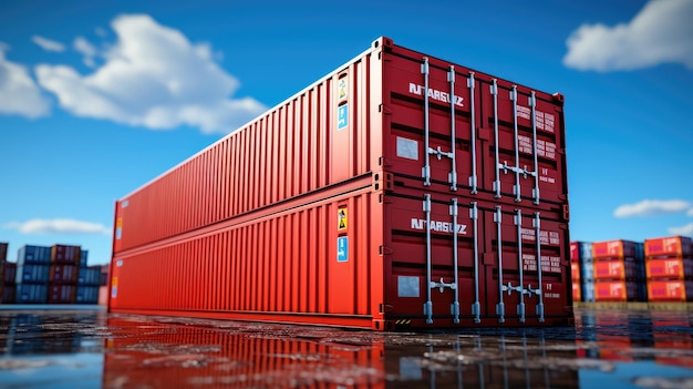 Cargo containers on a blue sky