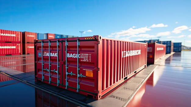 Cargo containers on a blue sky