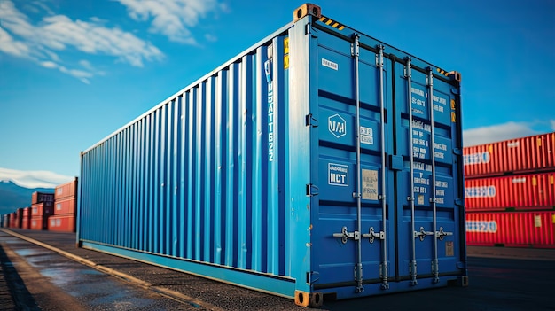 Cargo containers on a blue sky