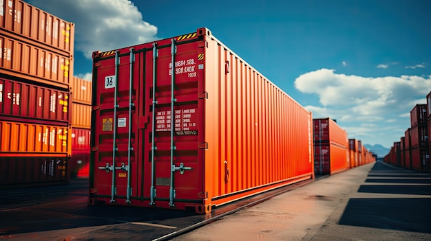 Cargo containers on a blue sky