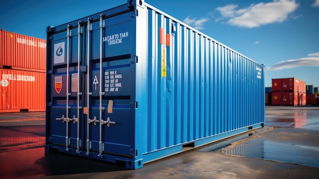 Cargo containers on a blue sky