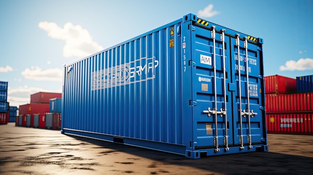 Cargo containers on a blue sky