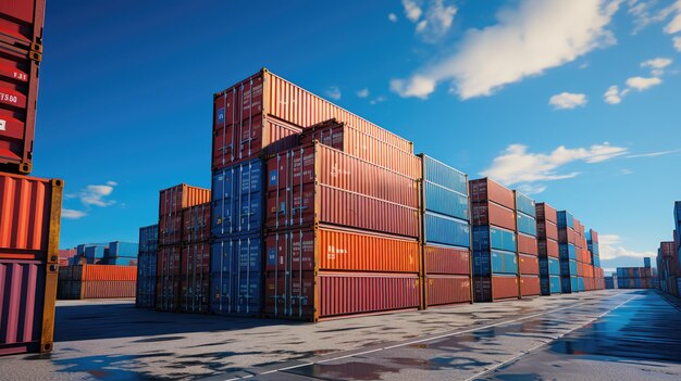 Cargo containers on a blue sky