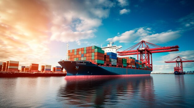 Photo cargo containers at the harbor in odessa