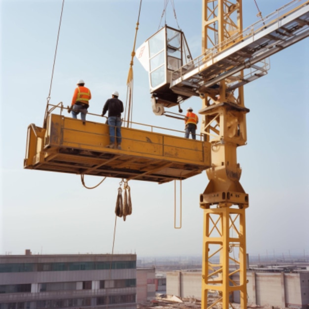 Cargo cranes at an industrial plant loads heavy goods and containers The concept of logistics