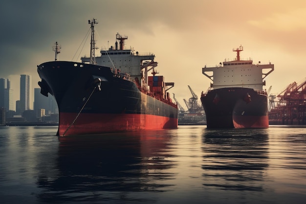 Cargo Freighters at the Harbor