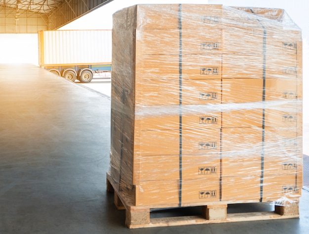 cargo pallet shipment at distribution warehouse