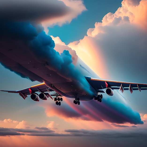 Cargo plane surrounded by cloud