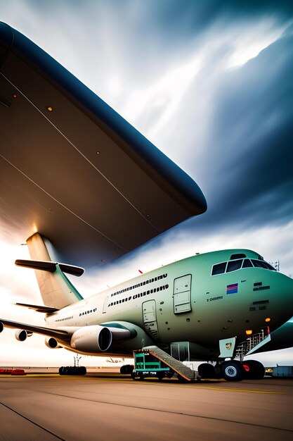 Cargo plane surrounded by cloud