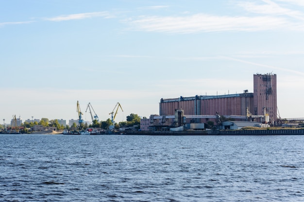 Cargo river Kazan on the Volga River in the middle Volga region in the Republic of Tatarstan