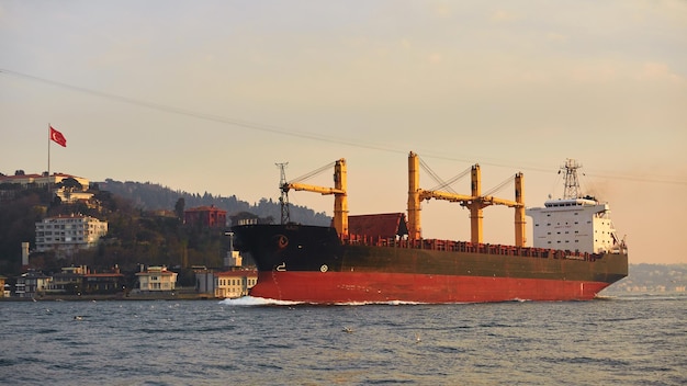 A cargo ship in the Bosphorus Istanbul Turkey