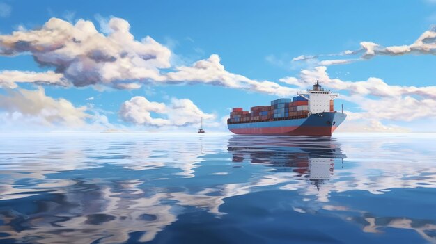 cargo ship or Container ship in the ocean