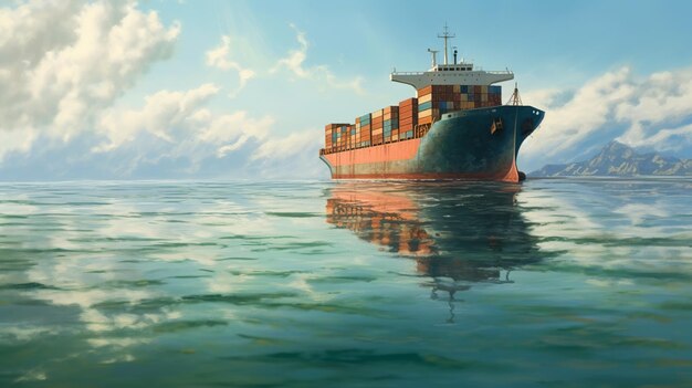 cargo ship or Container ship in the ocean