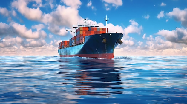 cargo ship or Container ship in the ocean